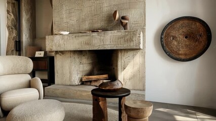 Experience a beautifully designed living area showcasing plush chairs, organic materials, and warm lighting, ideal for relaxation