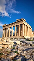 Naklejka premium Ancient Greek temple, dramatic sky