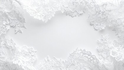 Obraz premium Delicate White Floral Frame - Soft, Textured Background.