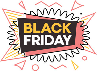 Fototapeta premium Black Friday text banner vector on transparent background. Black Friday sale