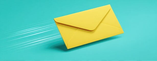 The yellow envelope in motion symbolizing fast communication and delivery.