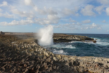 Bonaire, Kralendijk - aerial view over the Blow Hole
