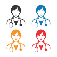 A minimalist female doctor with stethoscope icon vector illustration