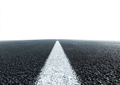 Straight asphalt road with white center line.  Perspective extends to vanishing point - Powered by Adobe
