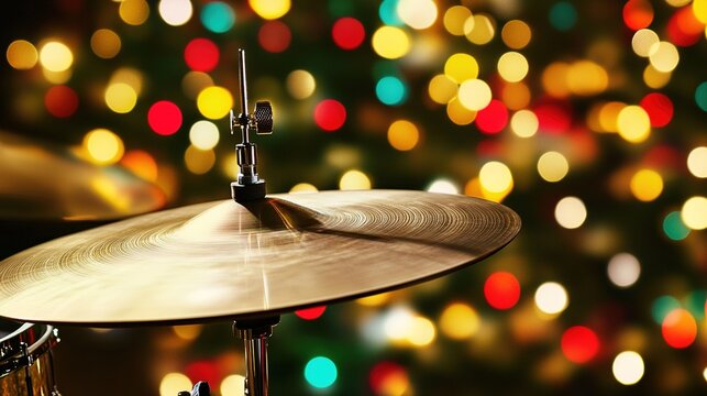 Drum Set Under Stage Lights - Music Performance Scene / Rock Band Element / Percussion Instrument Close - up