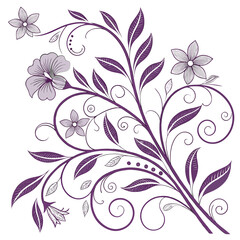 Floral Flourish Ornate Purple Botanical Design