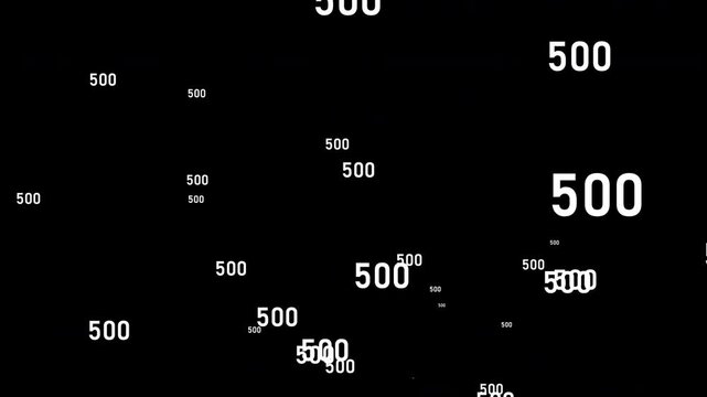 500 error digital background, scattered numbers on black, glitch, symbolizing website issues, internal server error broken links, and online connectivity problems. suitable for tech websites, presenta