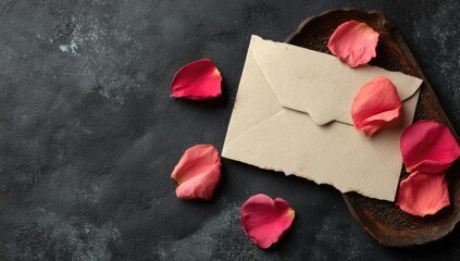 Vintage love letter with rose petals