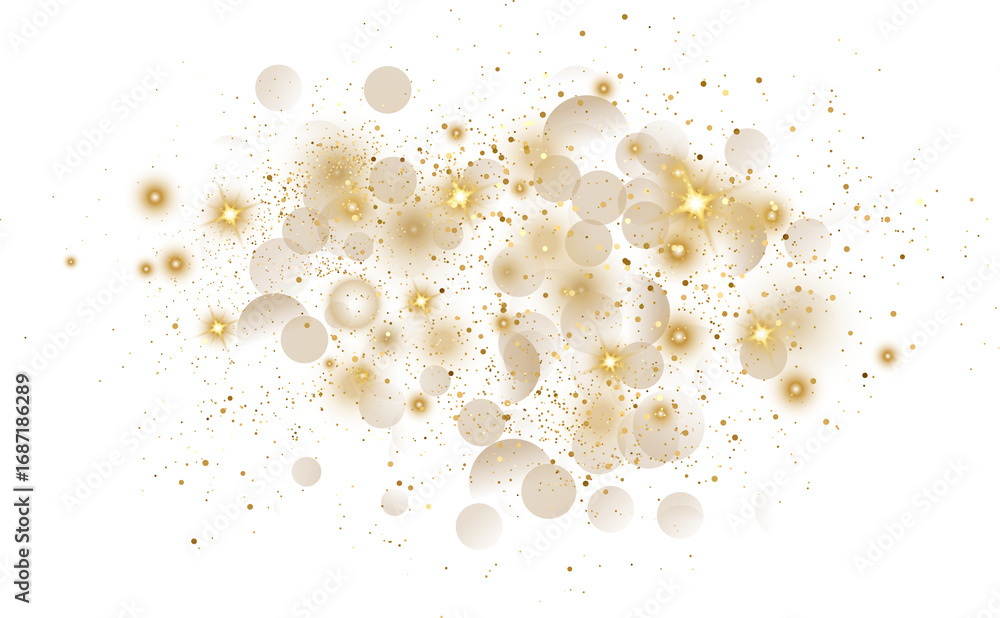 Poster shiny festive background. abstract gold glitter background. bokeh and confetti design element for me