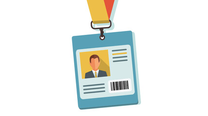 Obraz premium An identification badge hangs from a colorful lanyard, displaying a photo, name, and barcode. This serves as an essential credential for professionals in various environments.