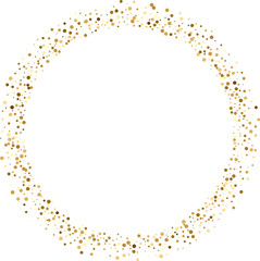 Abstract Shiny Gold Glitter Round Frame design element. For New Year, Merry Christmas, Birthday and Wedding greeting card and invitation. Luxury Background design