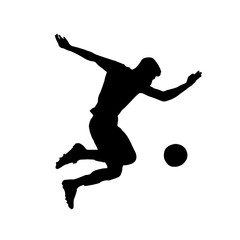 Silhouette of a soccer player jumping in action illustration