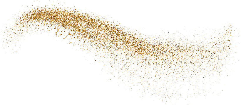Gold glitter. Golden sparkle confetti. Shiny glittering dust.
