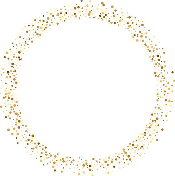 Abstract Shiny Gold Glitter Round Frame design element. For New Year, Merry Christmas, Birthday and Wedding greeting card and invitation. Luxury Background design