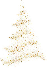 Gold Glitter Christmas tree. Abstract Shiny Christmas Lights. Holiday Symbol. Seasons decorative design elements. 