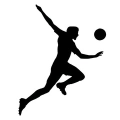 Silhouette of an athlete playing sports with a ball in action illustration