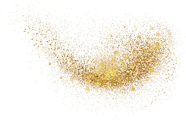 Abstract Shiny Gold Glitter design element. Golden Shimmer Splash. New Year, Merry Christmas, Birthday greeting card and invitation Design Element. Luxury Sparkle Background design