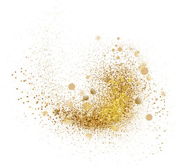 Abstract Shiny Gold Glitter design element. Golden Shimmer Splash. New Year, Merry Christmas, Birthday greeting card and invitation Design Element. Luxury Sparkle Background design