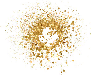 Abstract Shiny Gold Glitter design element. Golden Shimmer Splash. New Year, Merry Christmas, Birthday greeting card and invitation Design Element. Luxury Sparkle Background design