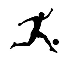 A silhouette of a football player kicking the ball with precision and power, showcasing the energy and dynamism of the sport. 