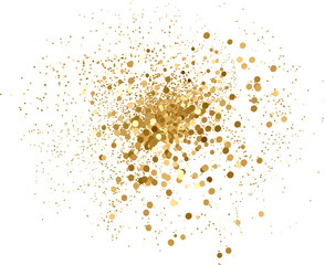 Abstract Shiny Gold Glitter design element. Golden Shimmer Splash. New Year, Merry Christmas, Birthday greeting card and invitation Design Element. Luxury Sparkle Background design