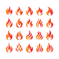 Fire flame vector icons logo illustration