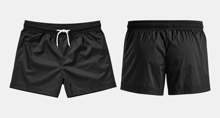 Black Shorts pants Front and Back View with white background mockup