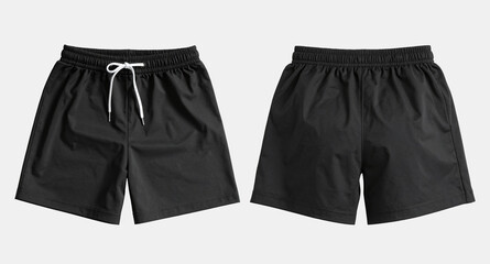 Black Shorts pants Front and Back View with white background mockup