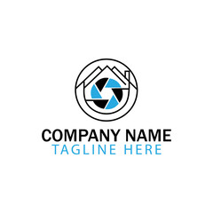 Photography Business Logo with House and Camera Aperture