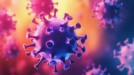 Microscopic view of virus cells spreading infection in vivid colors - Powered by Adobe