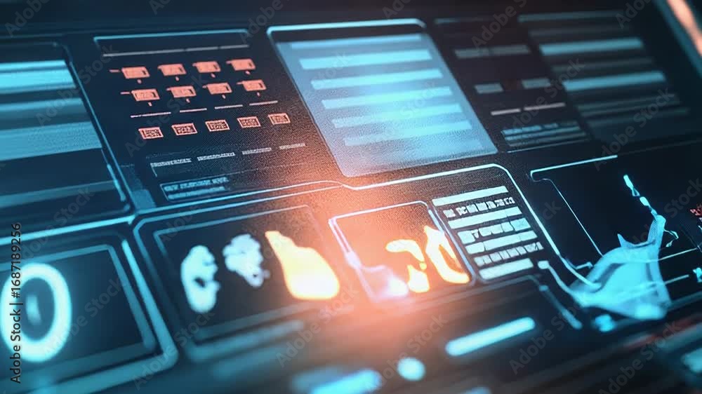 Aufkleber futuristic interface displaying complex data and vital signs in real time