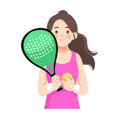 Padel Woman Character Vector Illustration.eps