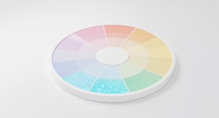 Obraz premium Circular Pastel Palette Design With Shimmering Colors And White Background