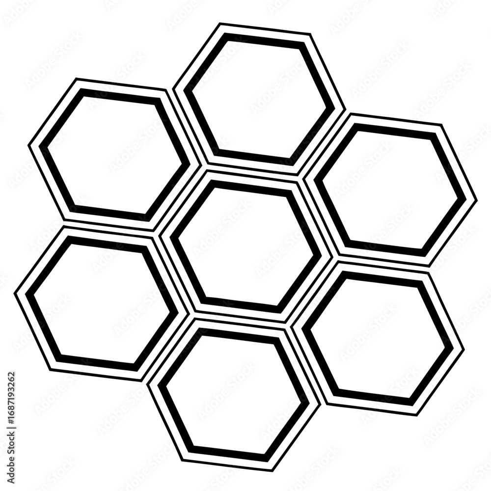 Aufkleber abstract geometric pattern of interconnected black and white hexagons forming a honeycomb structure 