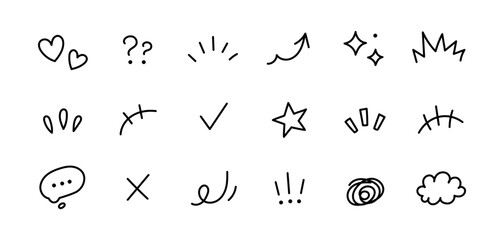 Hand line icon effect cartoon arrow movement draw fun brush element. Line element icon sketch express cute design stroke mark motion shape anime funny sign marker comic question outline pen sticker.