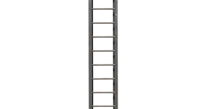 FARMING - Aluminum ladder isolated on black background, vertical straight ladder perfect for climbing and home improvement tasks