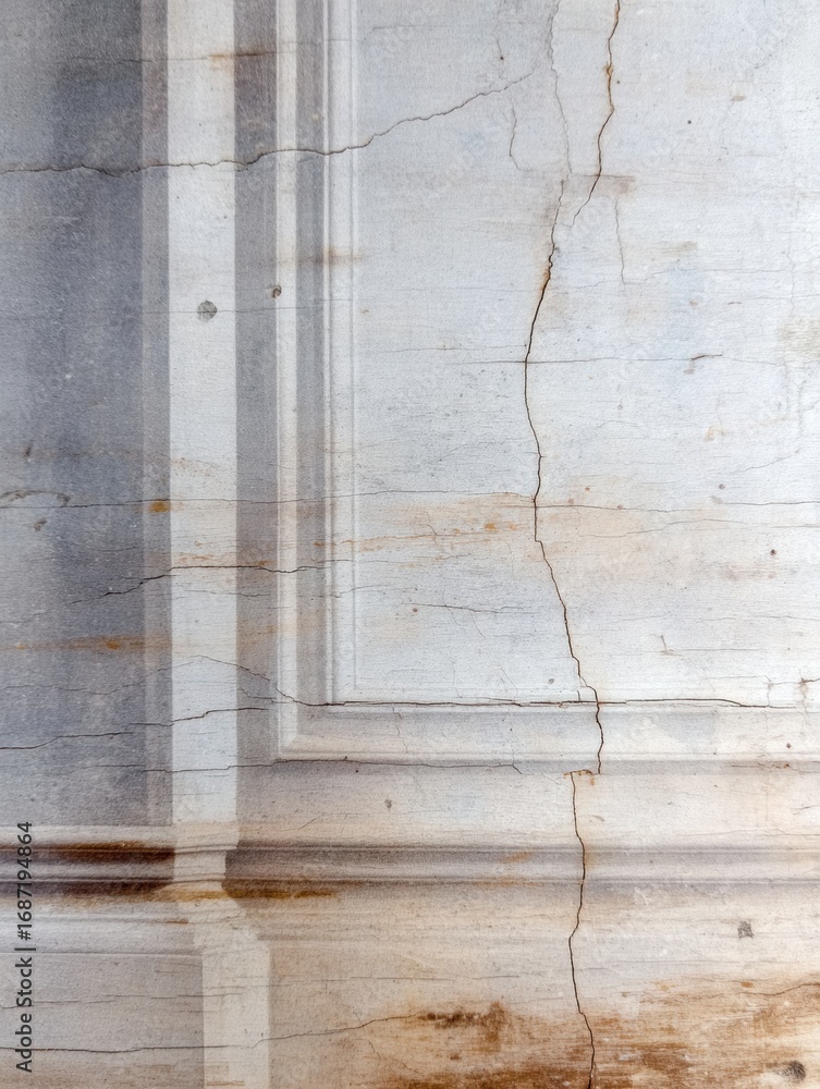 Poster a close-up view of weathered marble with intricate patterns and cracks, showcasing its timeless beau