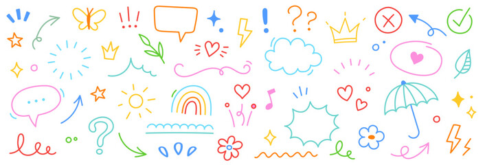Line cute flower sketch vector kid sticker background icon heart children. Flower line cute star summer school crayon shape design set chalk child pattern hand element cloud cartoon drawn brush paint.