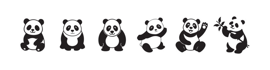 Panda vector icon, Minimal panda silhouette vector icon on a white background, vector illustration eps 10.