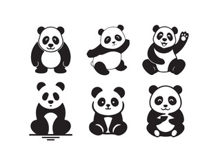 Panda bear cartoon Vector icon isolated on white background,  wildlife animal symbol, vector illustration eps 10.