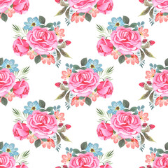 Seamless Pattern Watercolor flowers vector for design.