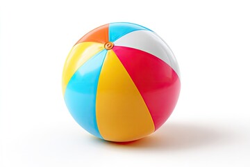 Colorful inflatable beach ball against a white background