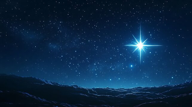 Dazzling north star shining brightly above cosmic horizon high resolution picture