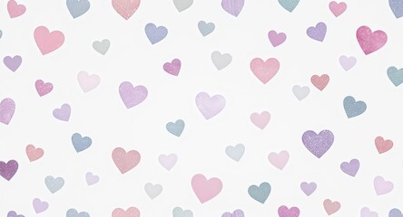 Pastel Hearts Pattern on White Background: Romantic, Love, Valentine?s Day Design