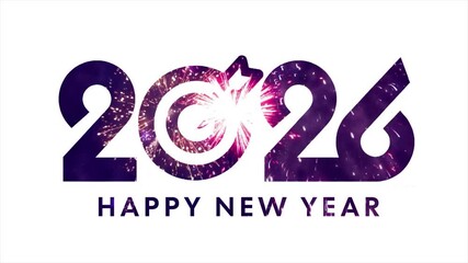 happy new year 2026 text animation with neon and fire effect , 4k video - Powered by Adobe