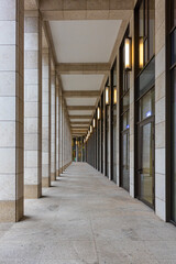 Architectural perspective of a modern colonnade
