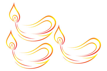 Naklejka premium diwali candle line art