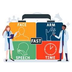 FAST - face, arm, speech and time acronym. Business concept background. Vector illustration concept with keywords and icons. Lettering illustration with icons for web banner, flyer, landing pag