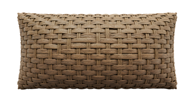 FARMING - Rectangular woven rattan pillow in natural brown tones, decorative cushion perfect for outdoor or indoor home decor