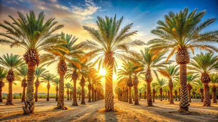 Obraz premium Dates palm trees plantation